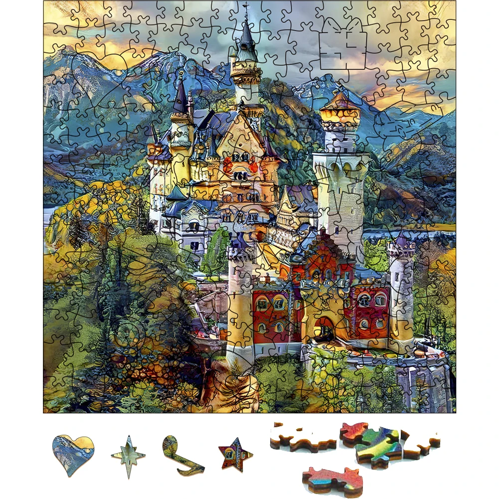 Puzzles 3D New Swan Stone Castle Wooden Jigsaw Puzzle Funny Toys For Boys And Adults Wood Puzzle Board Games For Children Gift