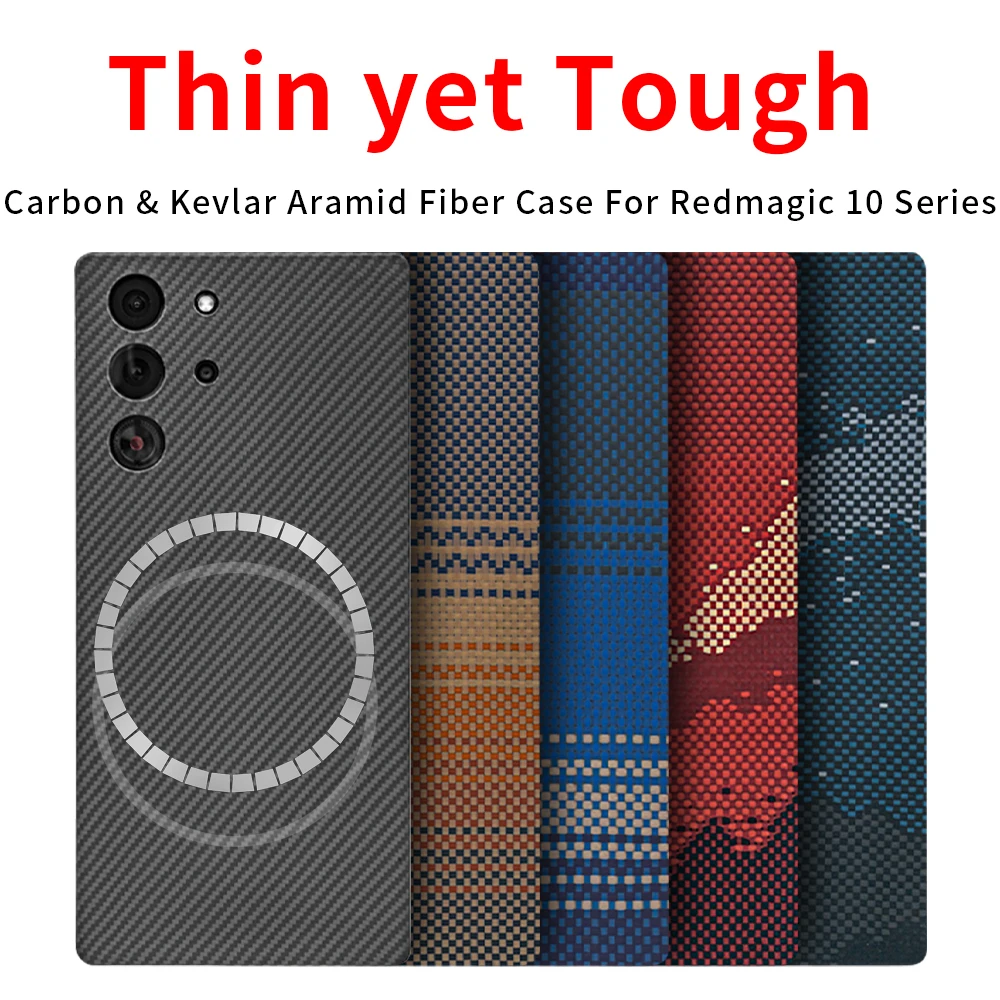 

For redmagic 10 pro carbon case aramid fiber kevlar magsafe fabric thin hard 10air cover 10S pro plus magnetic balck Slim light