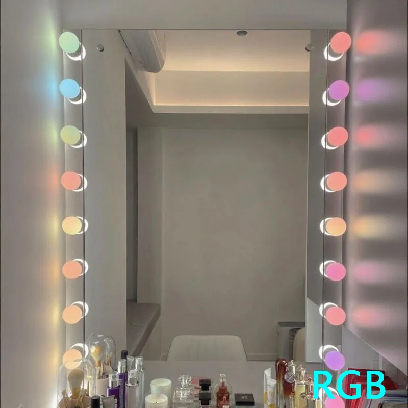 

2025 LED Light Paste Mirror Makeup Light Bulbs, Makeup Mirror Vanity Led 5v RGB Light Bulbs, Led Lamp USB Cosmetic Lighted Table