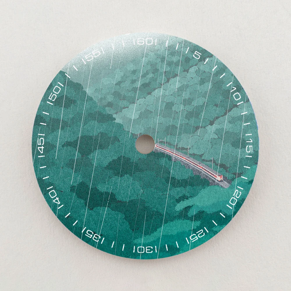 28.5mm NH35 Dial Mountain Forest Train Scenery Dial Luminous Dial NH36 Dial Watch Accessories Fit NH35/NH36 Movement Custom LOGO