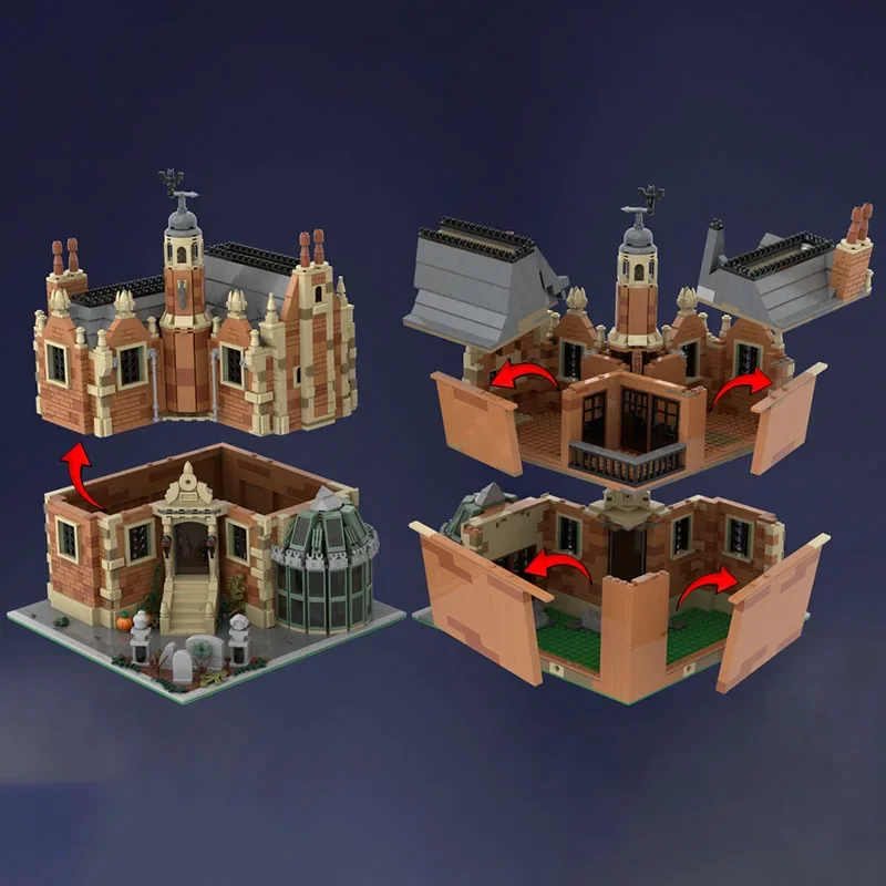 Novo modelo de construção de bloco de construção moc, módulo de castelo de casa assombrada medieval, presente de bloco de construção, brinquedo infantil diy conjunto de montagem