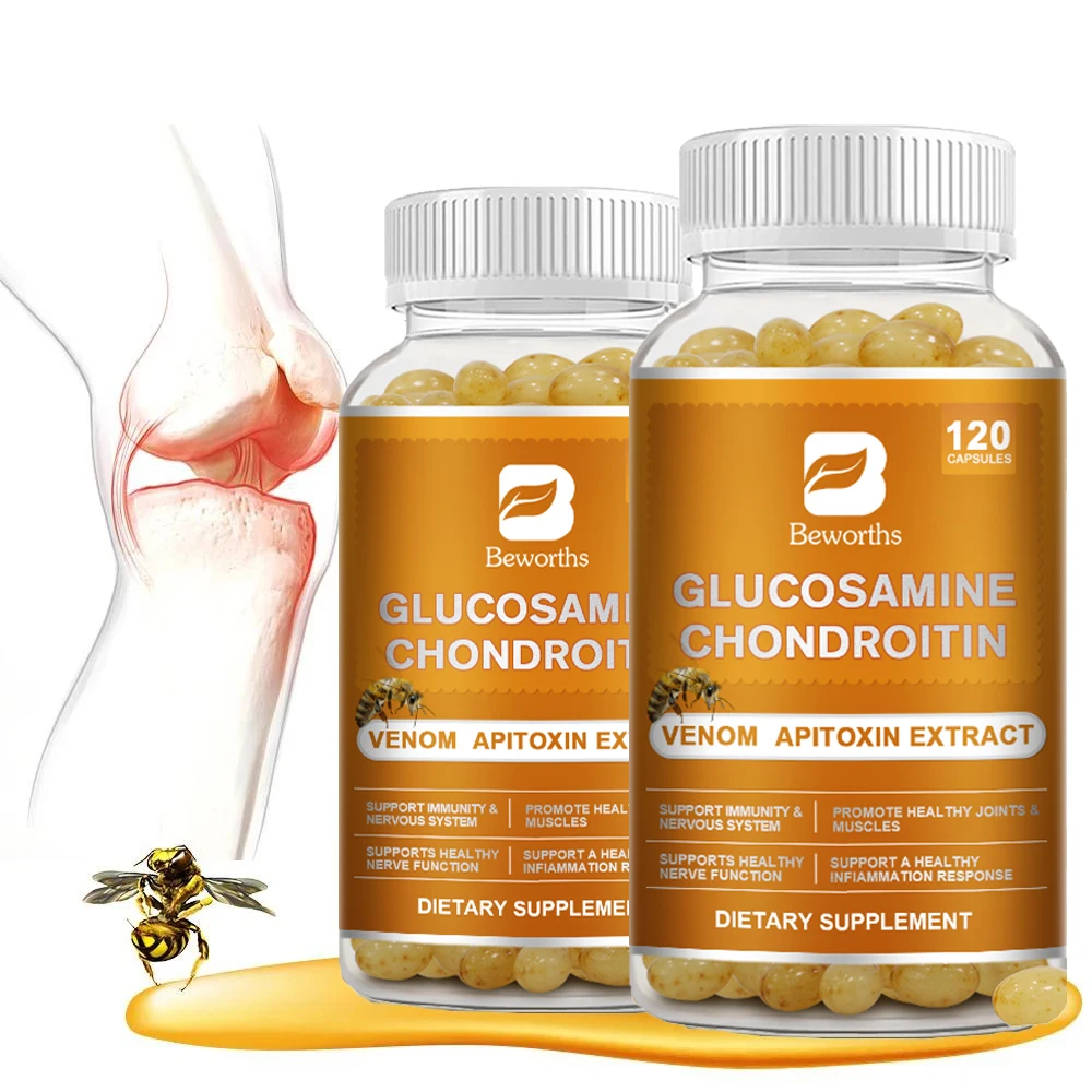 Glucosamine Chondroitin Capsules Bee Venom Extract for Joint Pain Relief,Anti-Inflammation,Herniated Disc Knee and Joint Care