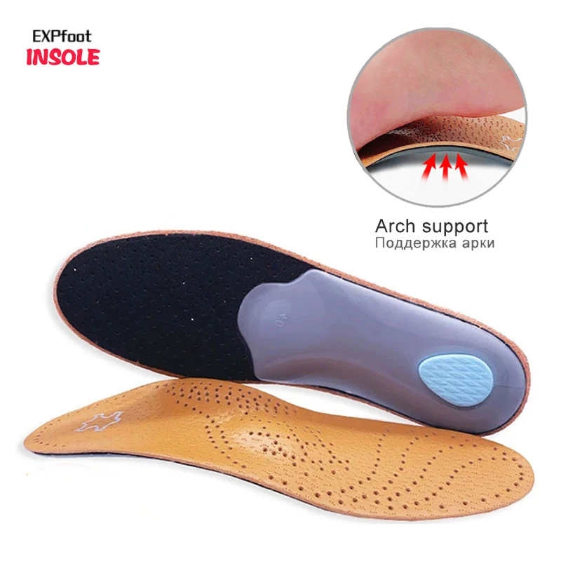 

Unisex Leather Orthotic Flat Foot Shoe Insoles High Arch Support Orthopedic Pad for Correction OX Leg Health Foot Care men women