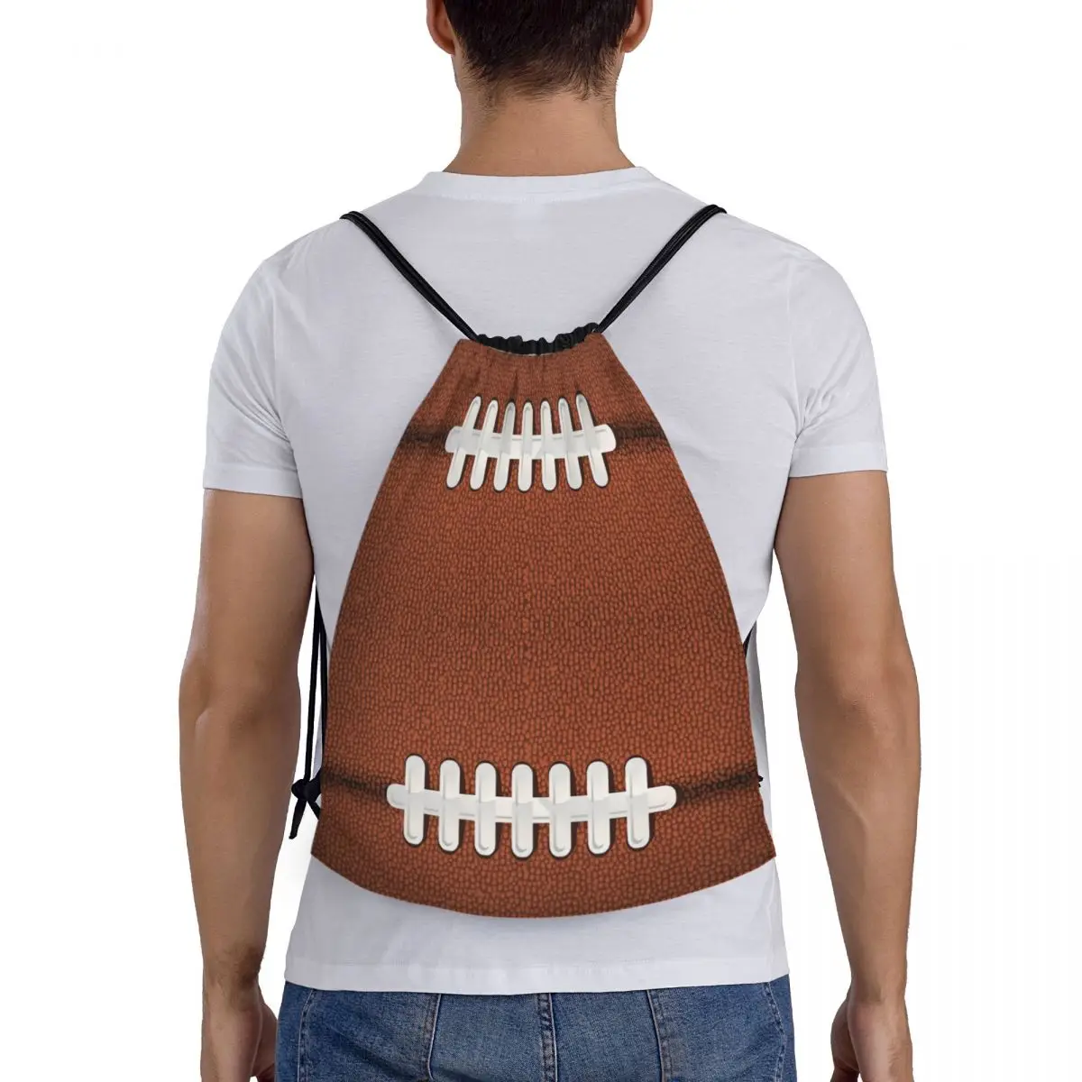 Bolsas con cordón de costura para hombre y mujer, Mochila deportiva portátil con diseño de pelota de Rugby, fútbol, gimnasio, almacenamiento de compras