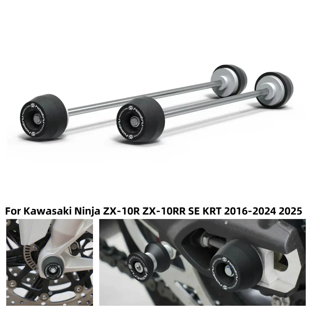 

For Kawasaki Ninja ZX-10R ZX-10RR SE KRT 2016-2023 2024 2025 Rear Front Axle Fork Crash Slider ZX10R Motorcycle Wheel Protector