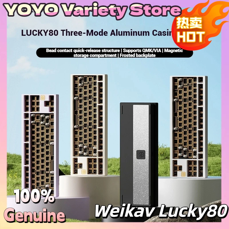 

Weikav Lucky80 3-Model Gaming Mechanical Keyboard Rgb Wired Bluetooth Aluminum Gasket Esports Kit Computer Office Accessories