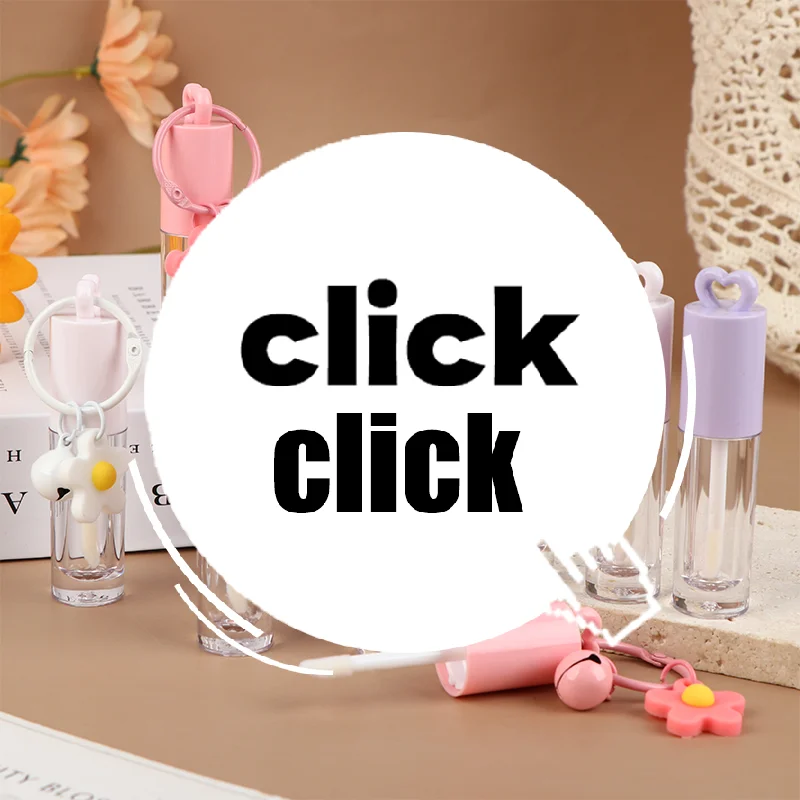 2.5 مللي أنبوب مينا الشفاه الوردي على شكل قلب مع سلسلة مفاتيح وقضيب فرشاة أنبوب ملمع الشفاه زجاجة فارغة حاوية الشفاه الصقيل أداة ماكياج #1