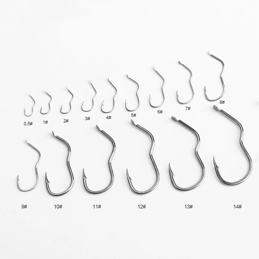 12PCS High Carbon Steel Fishing Hook Automatic Flip 0.5#-14# Barbed Single Fishhook Flat Sharp Carp Hooks Fishing Accessory