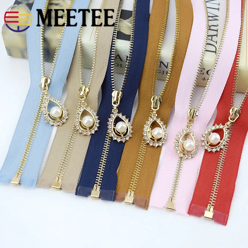 

2/5Pcs Meetee 3# Metal Zipper 40cm/50cm/60cm/70CM Open End Gold Teeth Zip for Sewing Bags Down Jacket Skirt Clothing Accessories