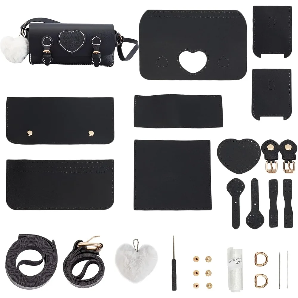 28pcs DIY Leather Knitting Crochet Bag Making Kit, Leather Shoulder Bag Sewing Materials for Women DIY Craft Purse Stitching