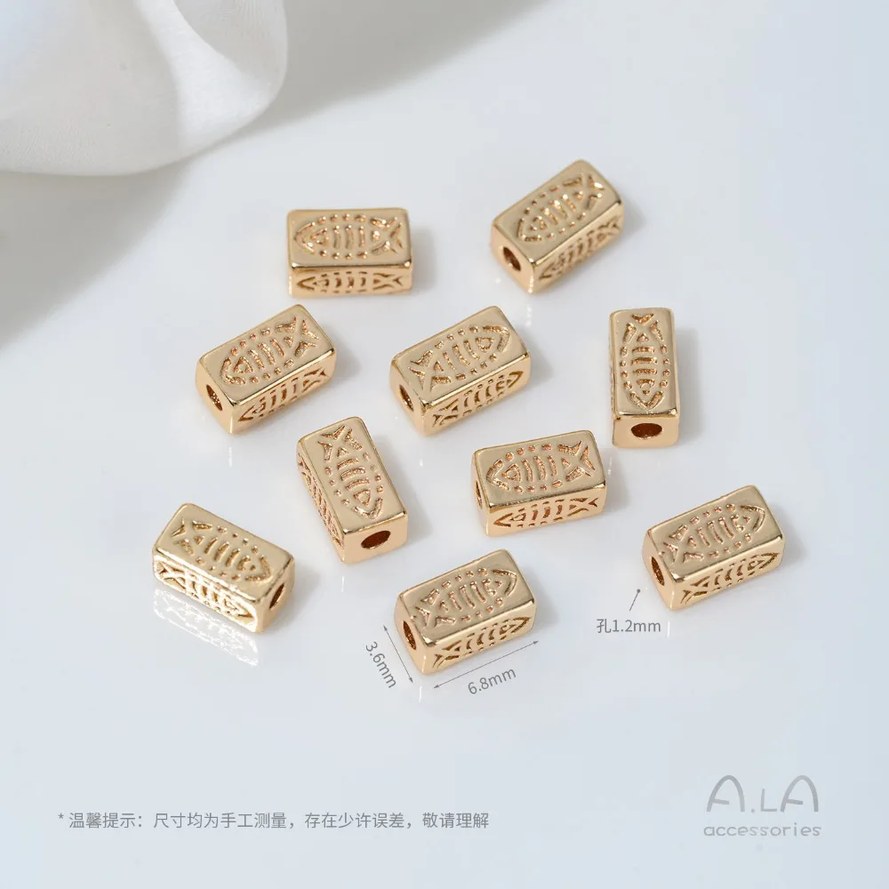 النحاس حبة 14K الذهب اللون أنبوب مربع صغير الخصر كوي حبة فاصل أنبوب حبة مطرز اليدوية DIY بها بنفسك مجوهرات اكسسوارات