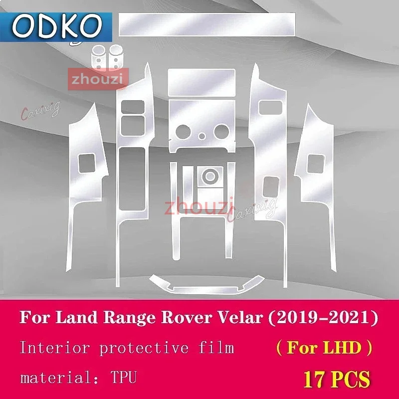 For Land Range Rover Velar 2019-2021Car Interior Center console Transparen TPU Protective film Anti-scratc Repair film Accessori