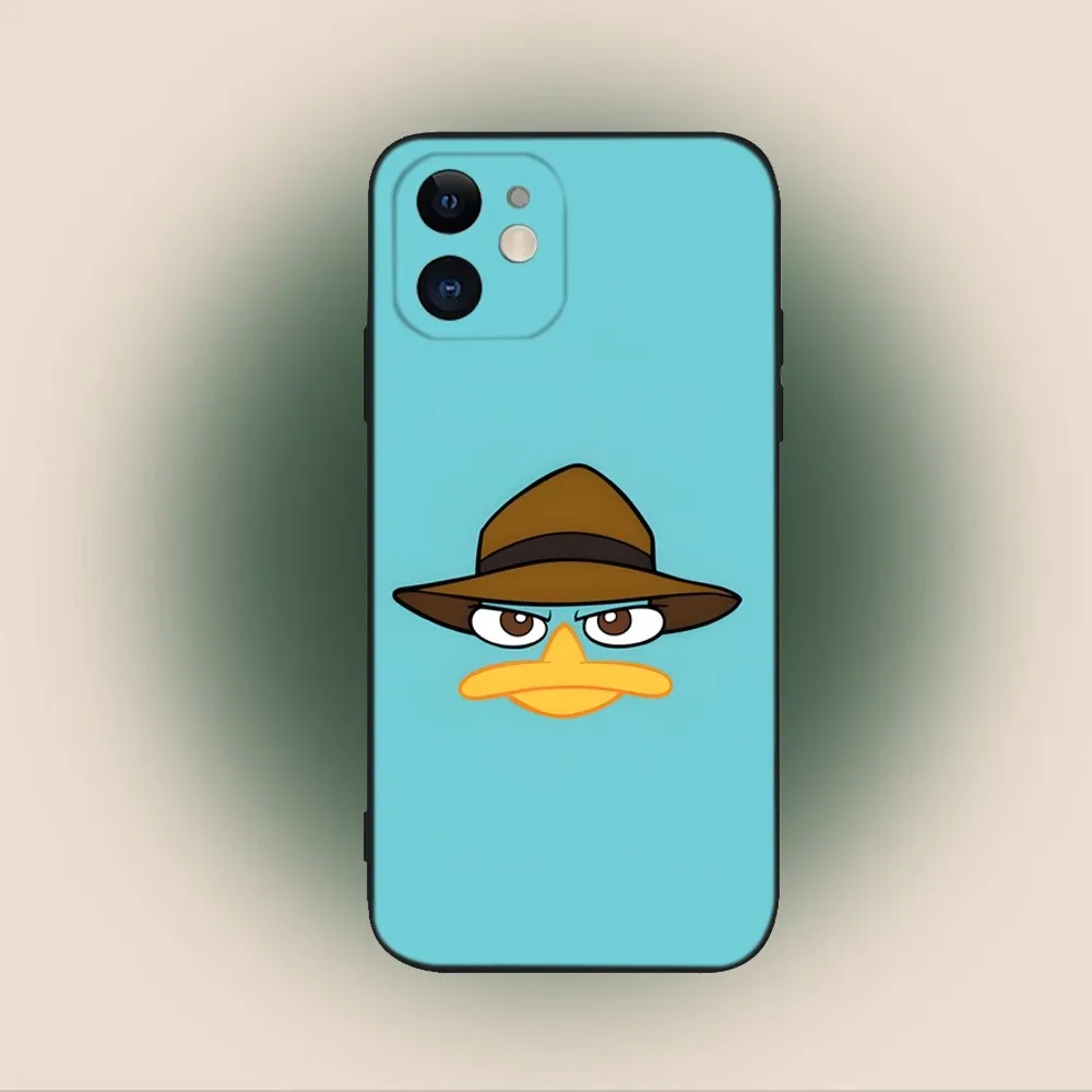 Cartoon Perry The Platypus  Phone Case For iPhone 15,14,13,12,11,Plus,Pro Max,XS,X,XR,SE,Mini,8,7 Soft Silicone Black Cover