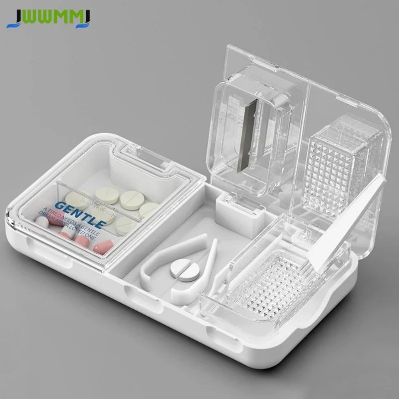 1Pcs Acedada 3 in 1 Multi-Functional Pill Cutter,Portable Travel Small Pill Box Case Holder,Purse Medicine Container forCutting