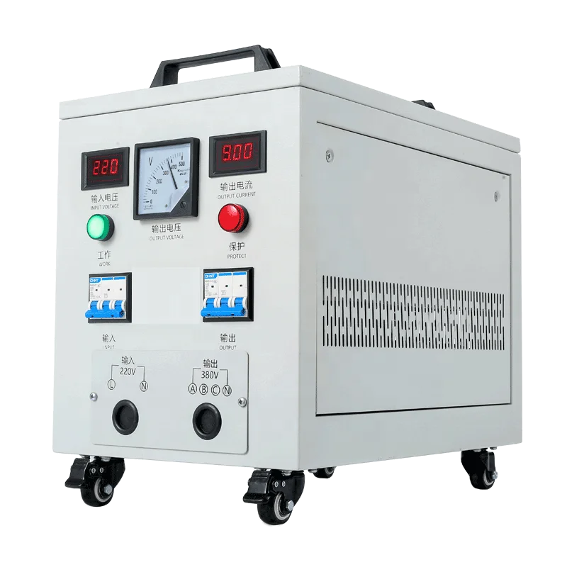 Electronic LCD Three Phase Voltage Transformer 50KVA Customized 220V Single Phase To 380V Three Phase Industrial Power Supply
