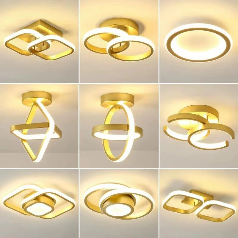 Modern Nordic LED Ceiling Light Gold Home Loft Deco Bedroom Corridor Balcony Bathroom Lamp Lighting Fixture Suspension Luminaire