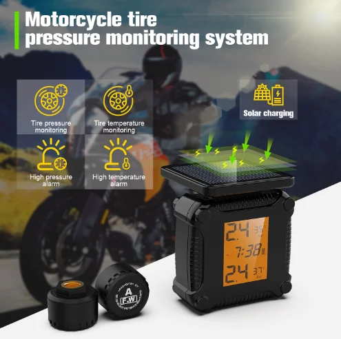 

High Quality Motorcycle Tire Pressure Monitor Solar Color Screen Jet Precision Sensor Tire Pressure Detection