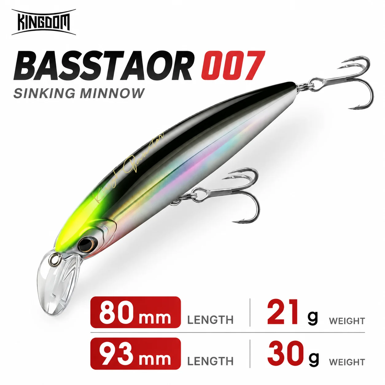 Kingdom Sinking Minnow Angelköder 80mm 21g 93mm 30g Weitwurf-Kunstköder Harter Wobbler für Barsch, Zander und Salzwasserfischen