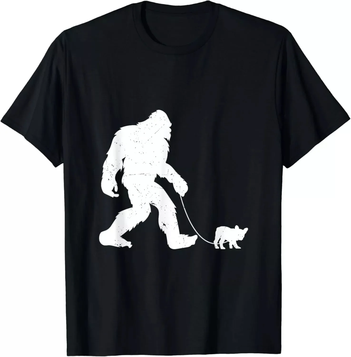 Bigfoot Walking A French Bulldog Sasquatch Frenchie Love Unisex T-Shirt