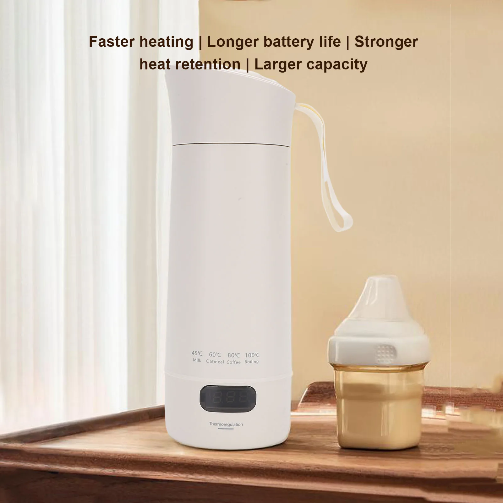 110V/220V Electric Kettle Portable Heating Cup Multifunction Boiled Water Pot Outdoors Thermo Pot Adjustable Temperature Kettles