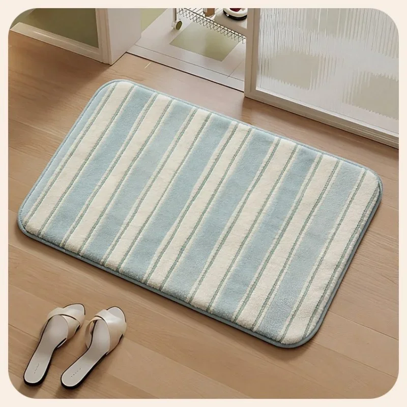 VIKAMA Minimalist Striped Faux Cashmere Rug: Soft, Durable, and Skin-Friendly for Bedrooms; Dust-Proof Entryway Mat