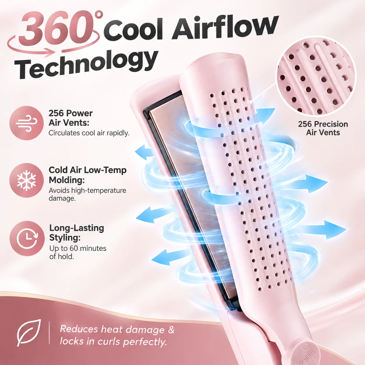 Professional Hair Straightener 2-in-1 Curler Cool Air Straightening Flat Iron Ceramic Glaze Hair LCD Screen Curling Hair 230C