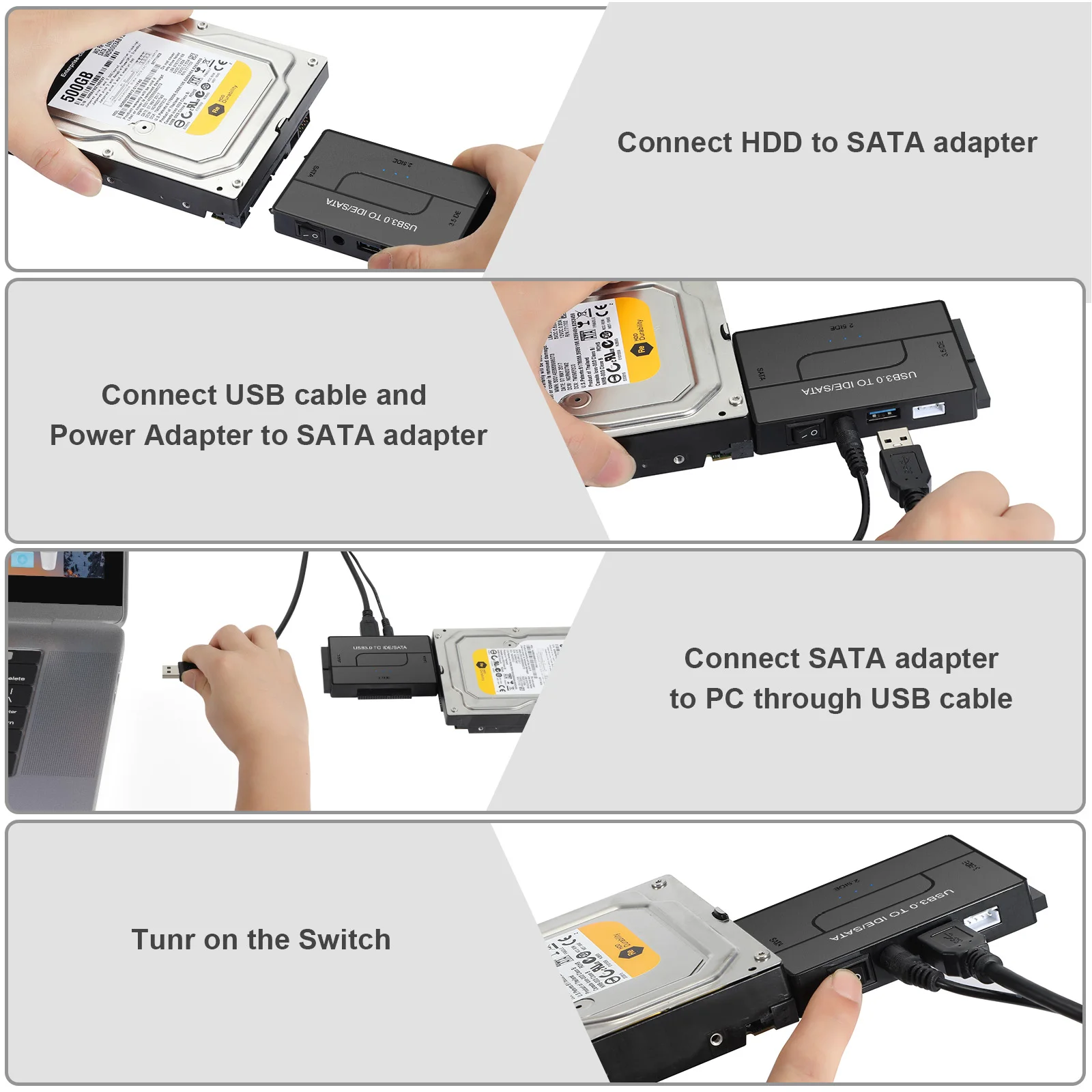 قارئ القرص الصلب العالمي SATA/IDE إلى USB 3.0 لمحرك الأقراص الصلبة الخارجي مقاس 2.5 بوصة 3.5 بوصة/SSD المتوافق مع IDE وSATA
