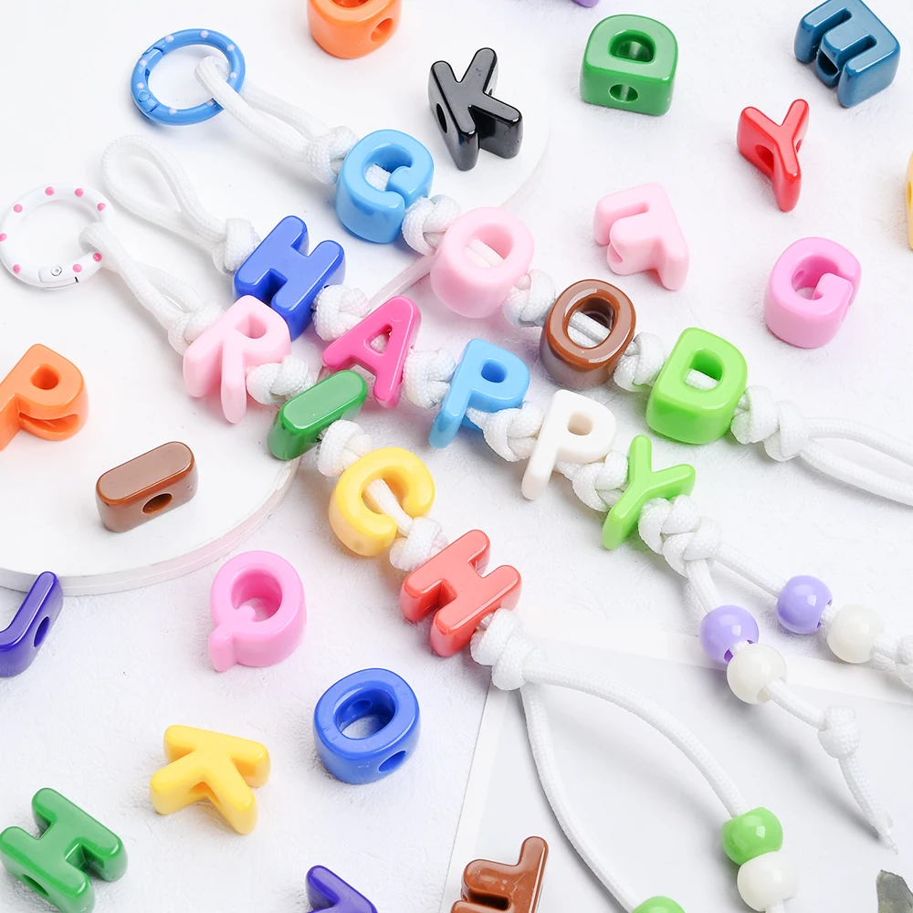 10Pcs 15-21mm Solid Color Acrylic Alphabet Beads A-Z, Mixed Letter Flat Beads For DIY Bracelet, Keychain Custom Jewelry Making