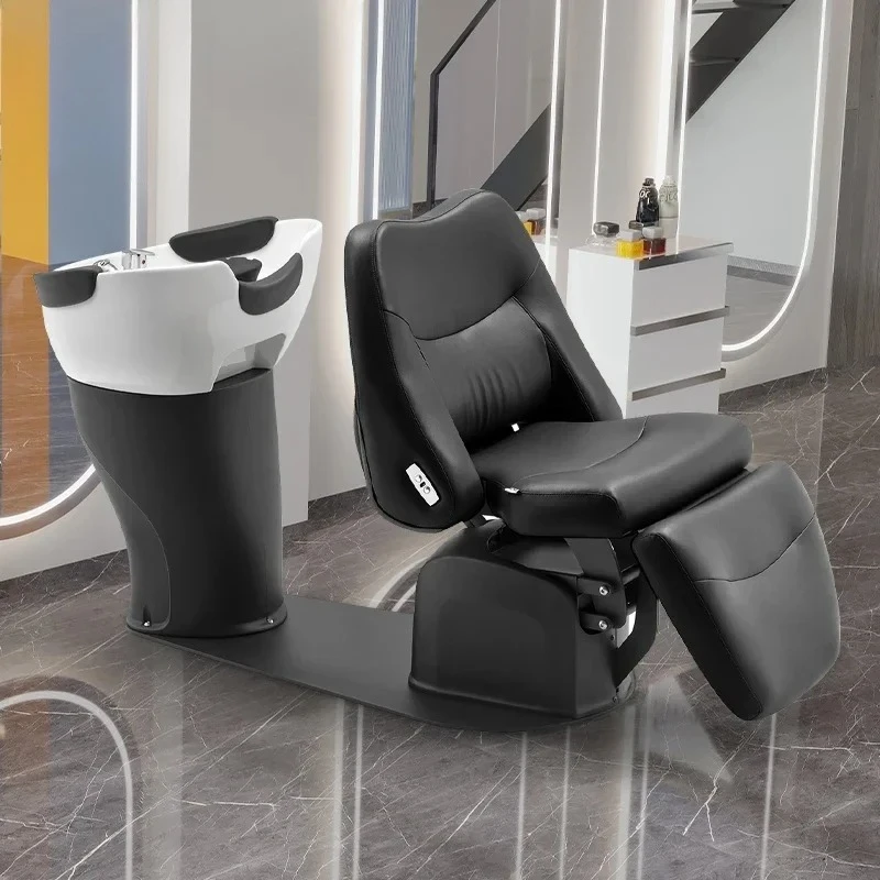 Electric Semi-reclining Shampoo Beds Beauty Salon Barbershop Ceramic Adjust Shampoo  Salon Furniture Sillas FYSB Salon Chair