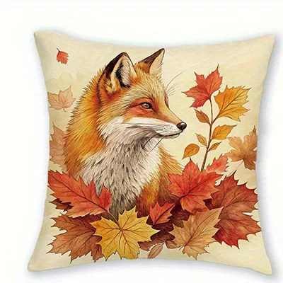 ديكور المنزل الخريف تحت عنوان الثعلب والقرع والفانوس والفطر وسادة تغطي نمط غطاء الوسادة مناسبة لسيارة غرفة نوم أريكة