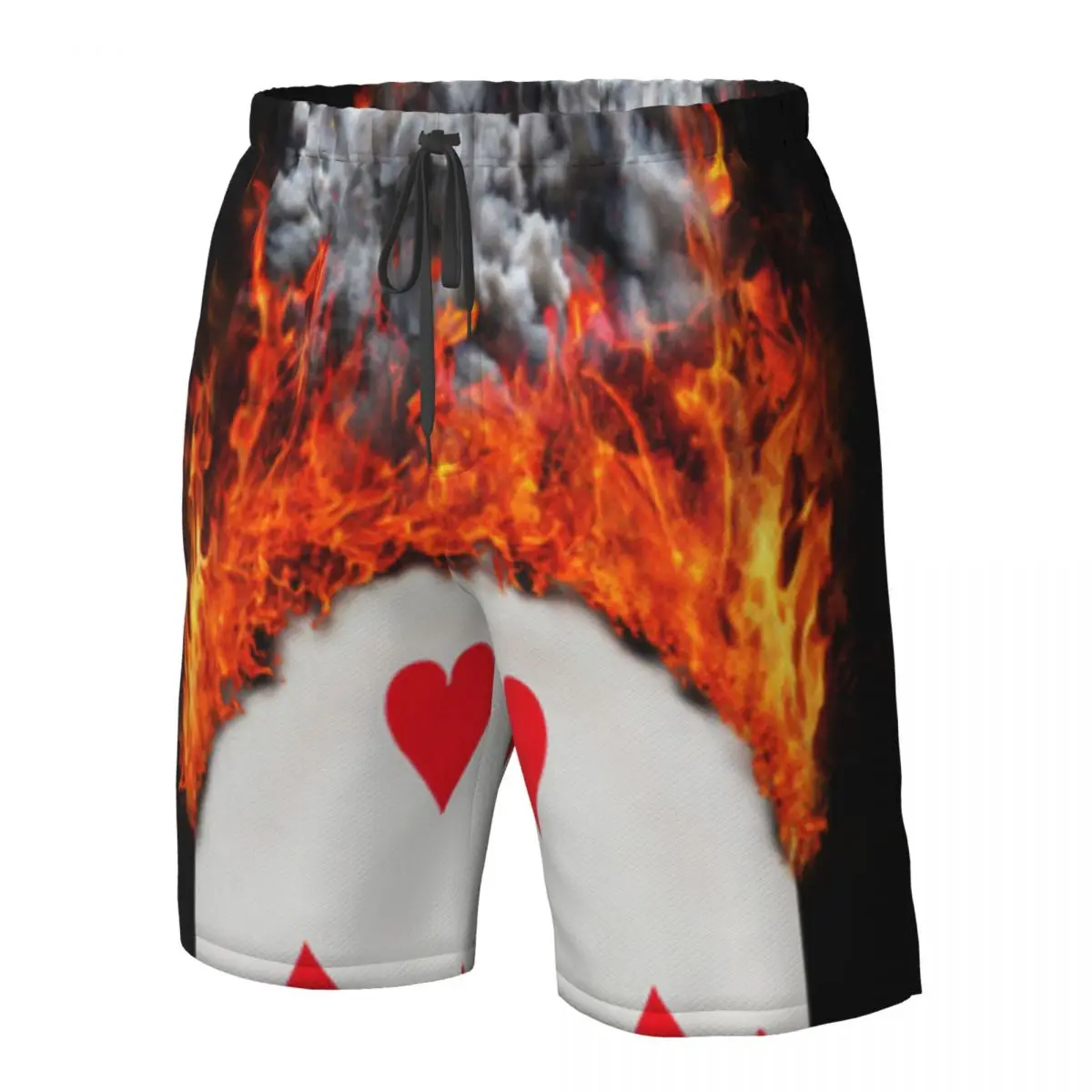 Men's Swimming Shorts Playing Card With Fire And Smoke Trunks Beach Wear