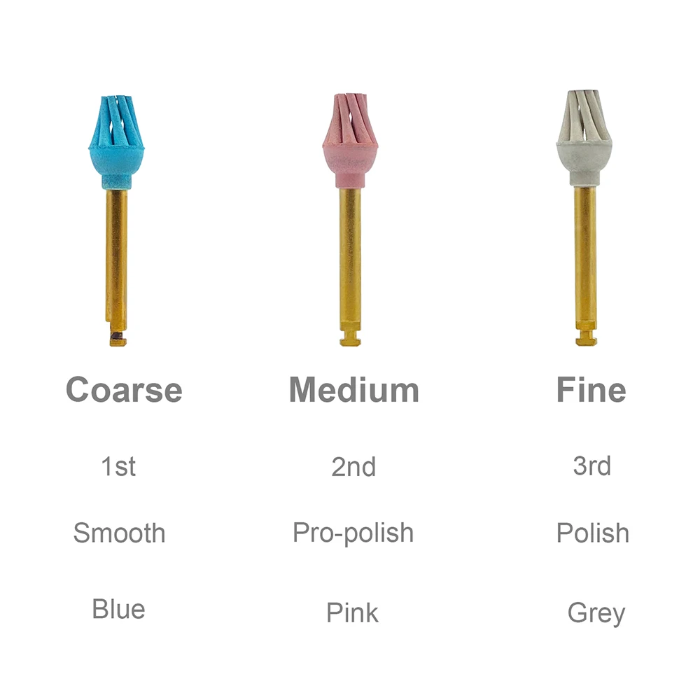 3pcs TOMENTY Dental Rubber Spiral Flex Brush Diamond Burs RA Finishing Dentistry Spiral Flex Brush Kit Tools