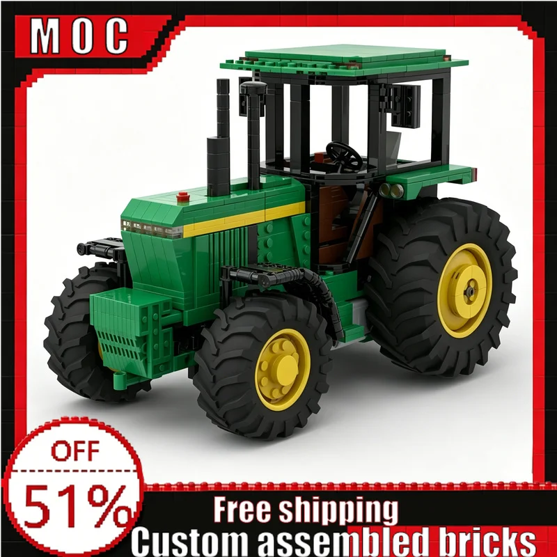 1048-teiliger Vintage Landwirtschaftlicher Traktor 4450 Stil Modellbausatz Individuelles DIY Lernspielzeug Geburtstagsgeschenke