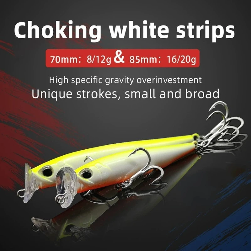 

2pcs 8g-20g Fishing Lure Minnow Wobbler Long Cast Sinking Trolling Artificial Hard Bait Ocean Fishing Bass Bait