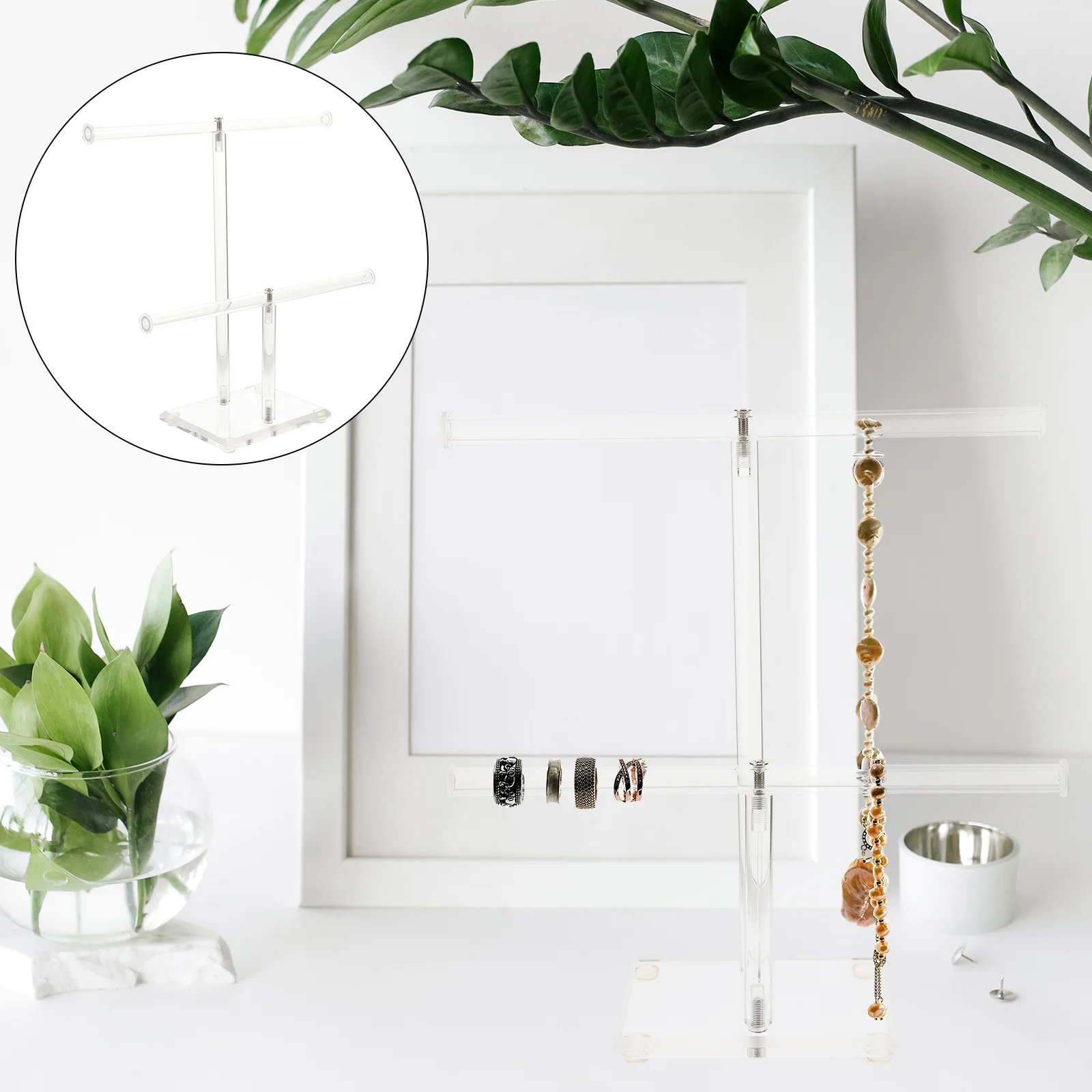 Necklace Holder Multi-Use Acrylic Jewelry Organizer Decorative Bracelet Stand Jewelry Display Holder Watch Stand Ring Organizer