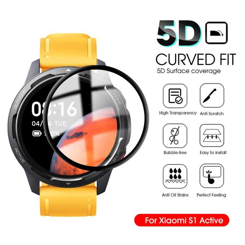 Película protectora 5D para reloj inteligente Xiaomi S1, Protector de pantalla antiarañazos para Mi Watch S1 Active (no de vidrio)