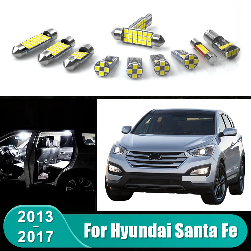Für Hyundai Santa Fe 3 DM 2013 2014 2015 2016 2017 12 Stück Auto-LED-Lampen Innenraum-Leselampe Handschuhfach-Kofferraumbeleuchtung Zubehör