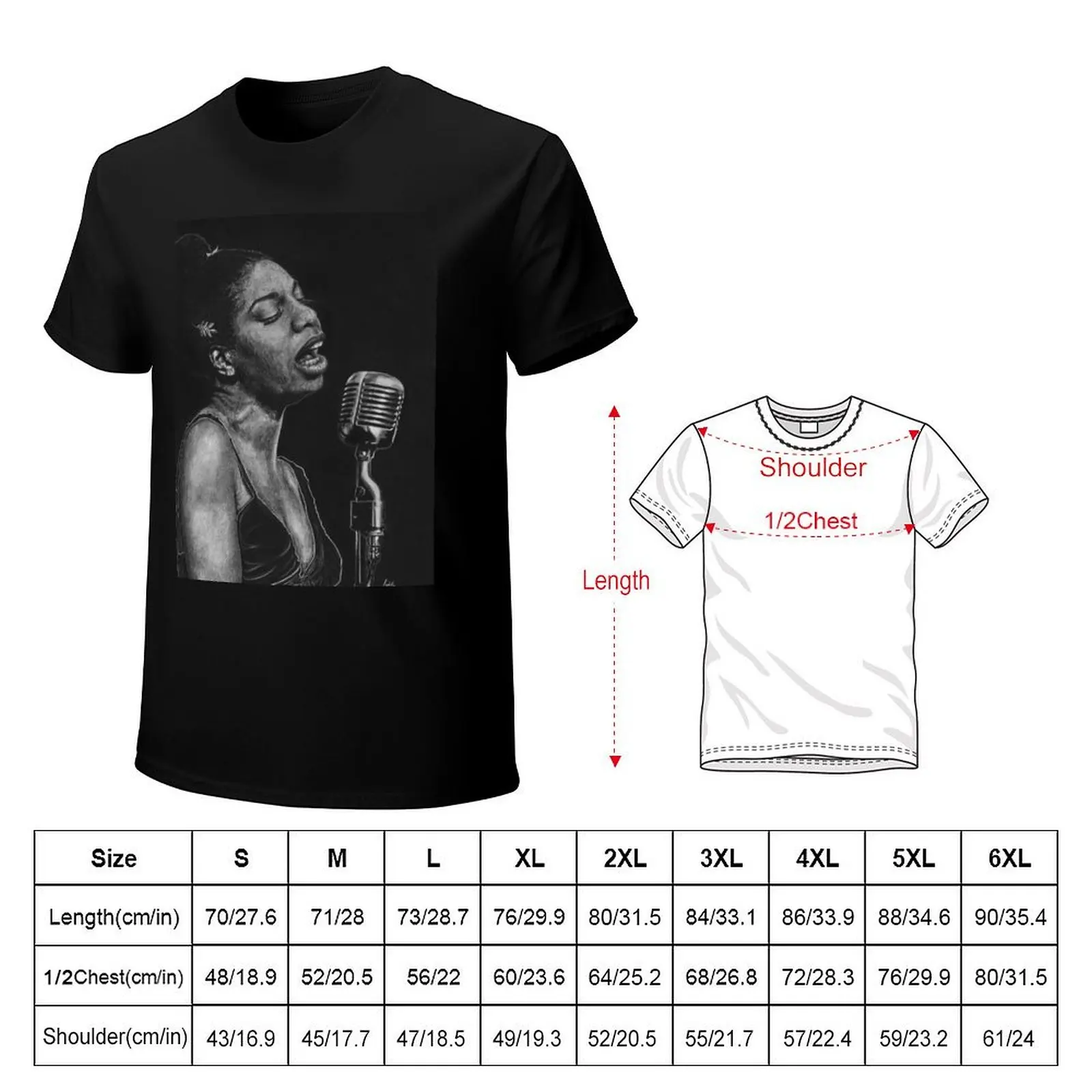 Legends of Music: Miss Simone T-Shirt Casual Minimalist Short Sleeve Top