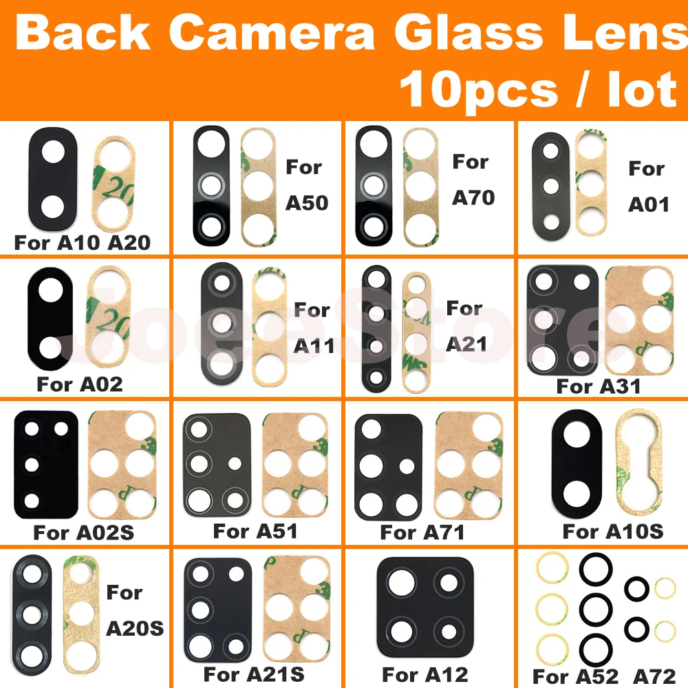 10set Back Camera Glass Lens For Samsung A52 A72 A12 A11 A10 A50 A70 A31 A51 A71 A10S A20S A01 A21S Rear Camera Lens Adhesive