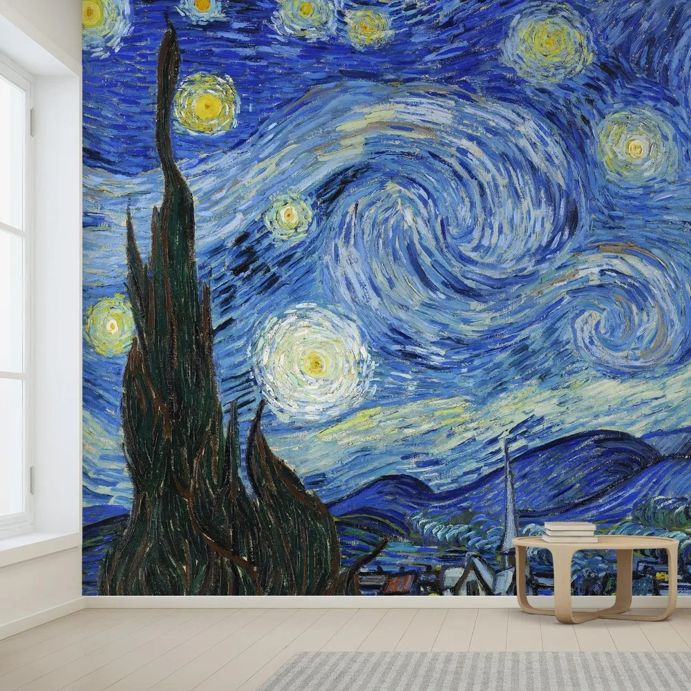 Adesivo da parete/muro murale La bella notte stellata di Van Gogh sognante, non staccabile e incollata, carta da parati non tessuta decorativa