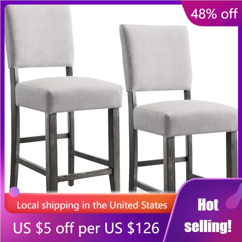 

Set of 2 Living Room Furniture Back Counter Height Stool With Wood Base for Kitchen Counters and Islands Freight free