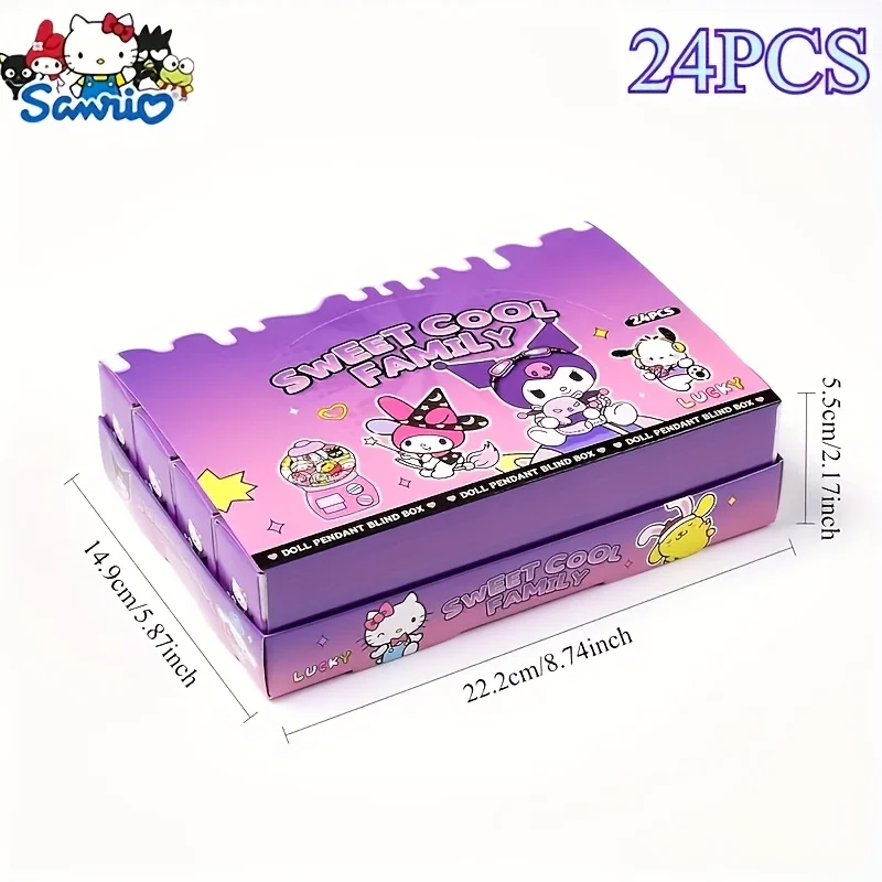 حقيبة هدايا مكونة من 24 قطعة من سلسلة المفاتيح لحفلات سانريو، مجموعة سلسلة مفاتيح عشوائية