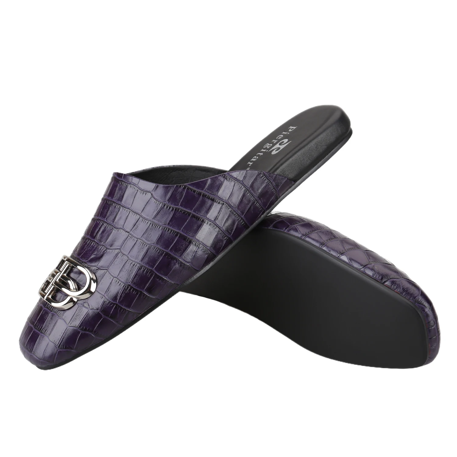 Piergitar 2026 Handcrafted Black Calfskin Men's Mules Trend Style Luxurious Brand 