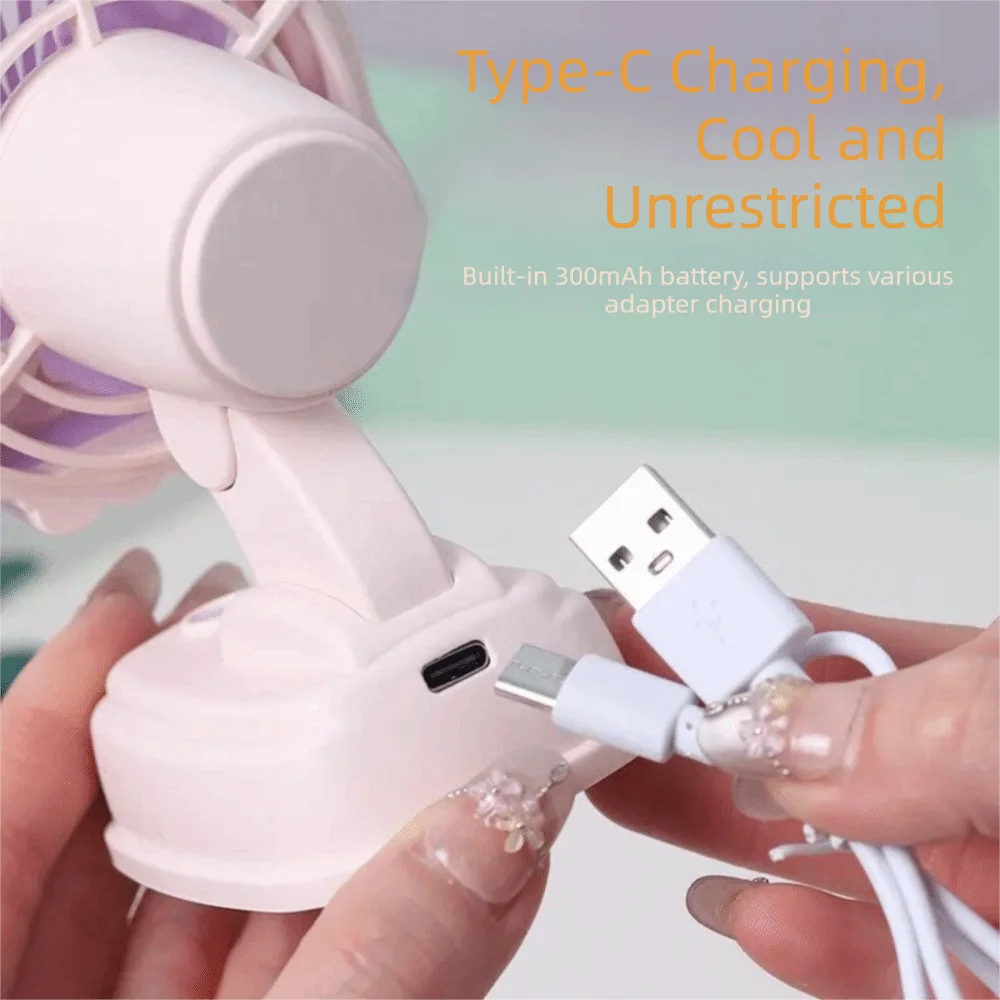 Creative Design Multi-functional Desktop Fan Skull Bowknot Mini Size USB Fan Three-Speed Control Portable Electric Fan