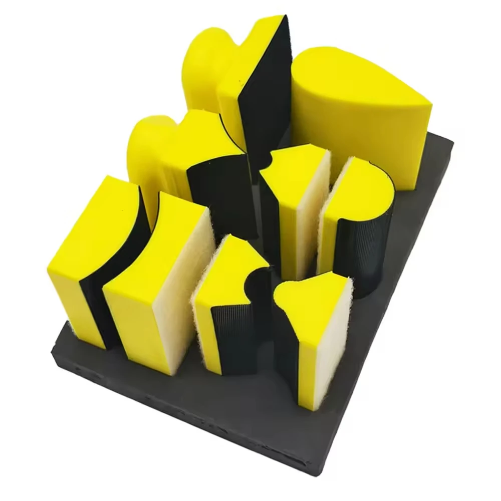 9PCS Hand Sanding Block Pad Set Hook and Loop Hand Grinding Block for Furniture Restoration Home Arts Car Wood and Metal Gap