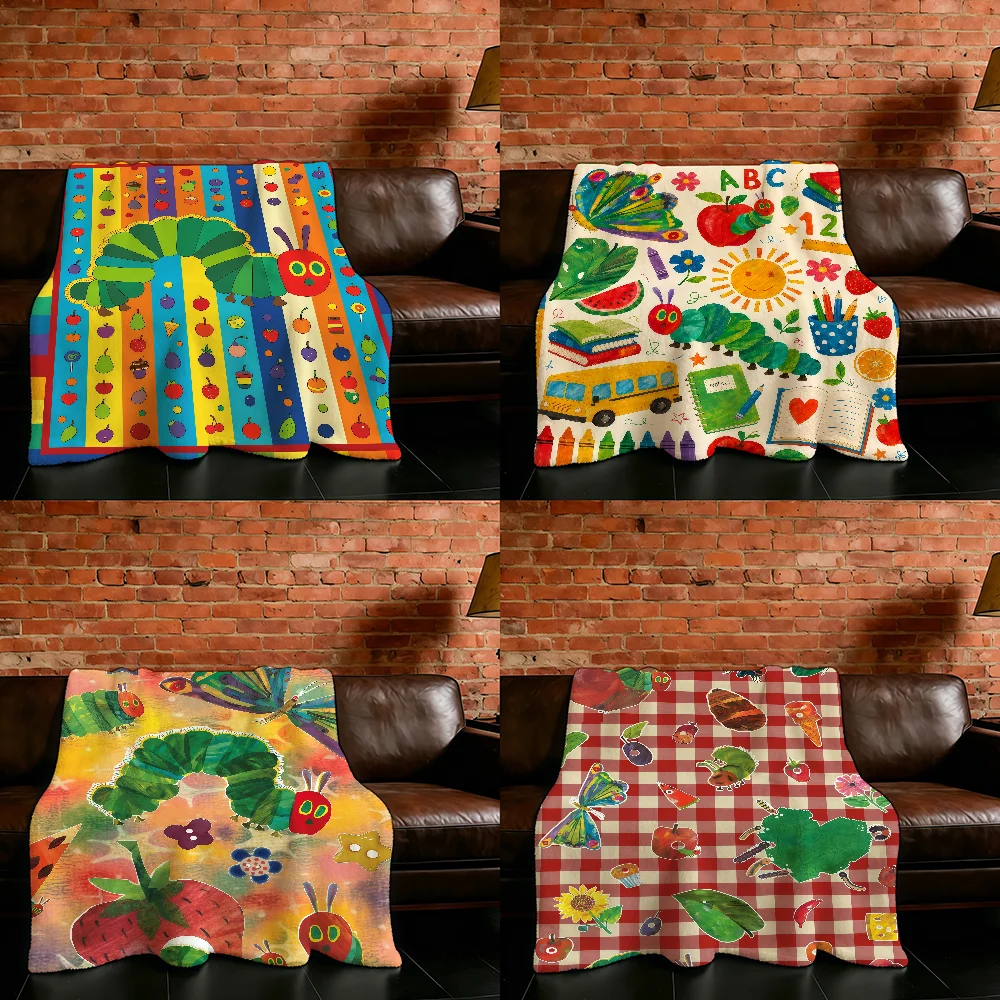 Cartoon V-Very H-Hungry C-Caterpillar Blanket Flannel Warm Soft Throw Blanket For Room Sofa Childish Birthday Gifts