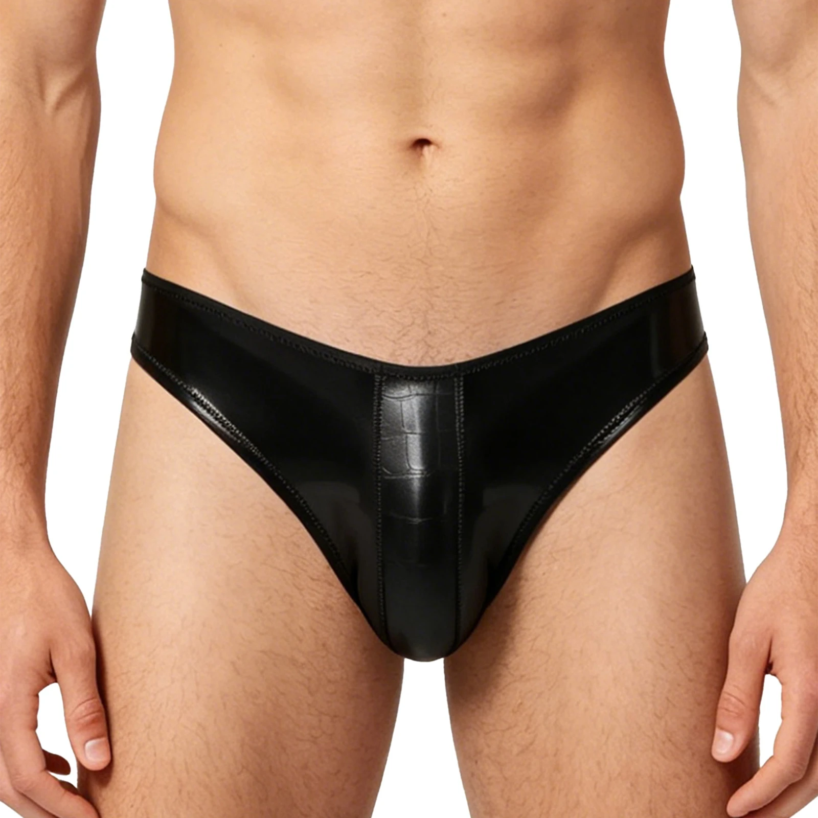 

Men Glossy PU Low Rise Bulge Pouch G-string Briefs Underwear Nightwear Clubwear Swimwear for Nightclub Rave Party Beach Pool