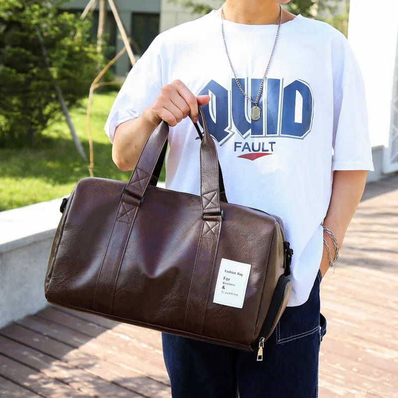 Bolsa de gimnasio de PU de gran capacidad para viajes de negocios para hombres, bolsa de moda para entusiastas del Fitness, bolsa de fin de semana