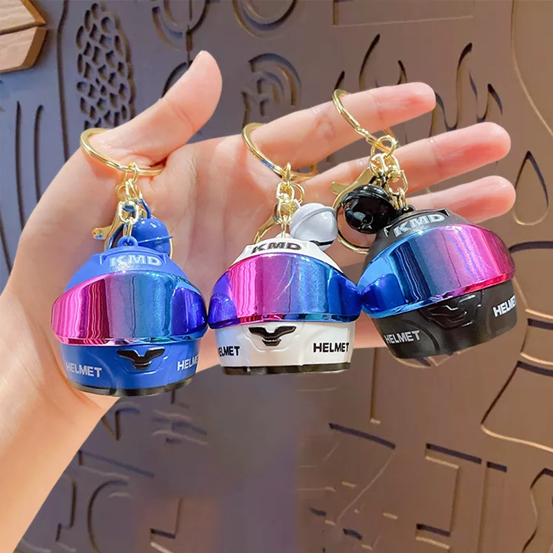 Personalized Motorcycle Helmet Gift Keychain Pendant Trendy Colorful Light-Up Motorcycle Helmet Keychain Unique Car Bag Charm