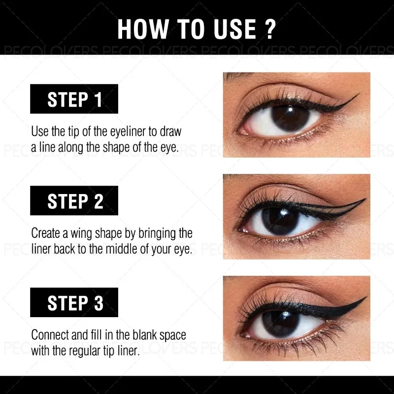 1 Stück schwarzer Eyeliner, extrem feiner Puder-Wort-Eyeliner, flüssiger Eyeliner, wasserdicht und schweißfest, Augenkosmetik